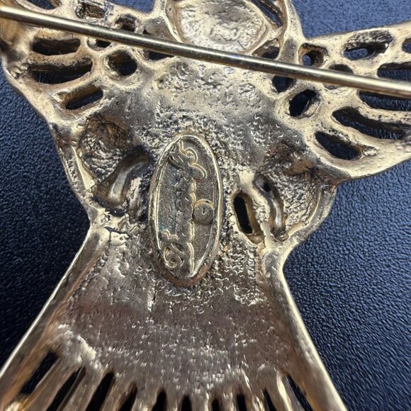 Vintage Danecraft Gold Tone Angel Brooch Pin Filigree Design With Praying Pose A - Picture 5 of 6